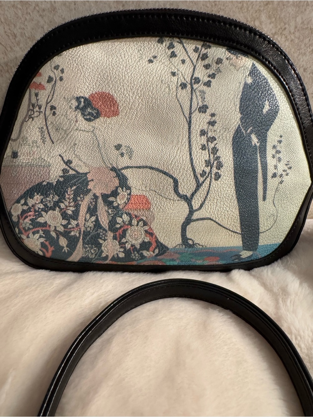 Sharif Black-Trim Crossbody with Cream Floral Illustration (Bundle)